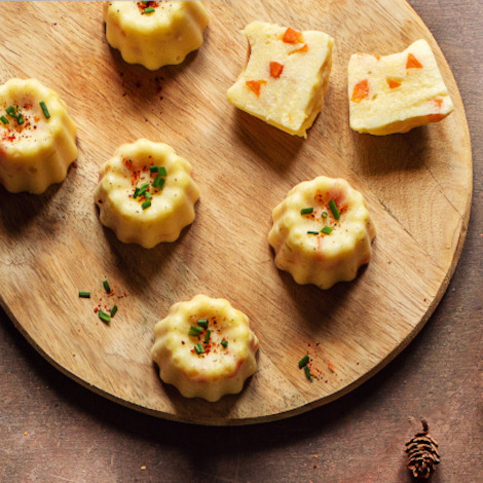 Cannelés de polenta aux carottes et au miel