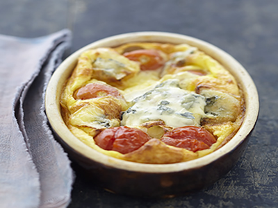 Clafoutis aux tomates cerise et bleu