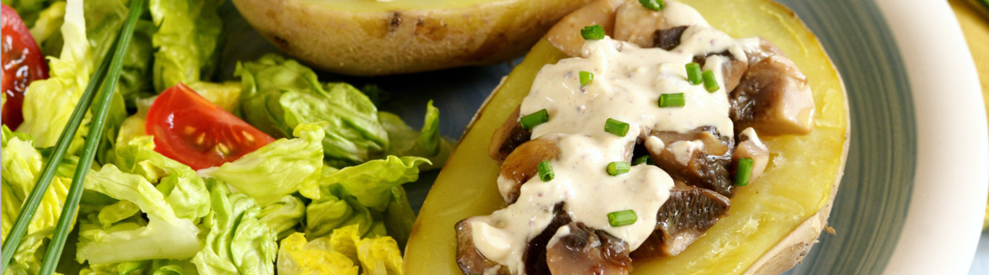 Pommes de terre farcies aux champignons et crème de chèvre