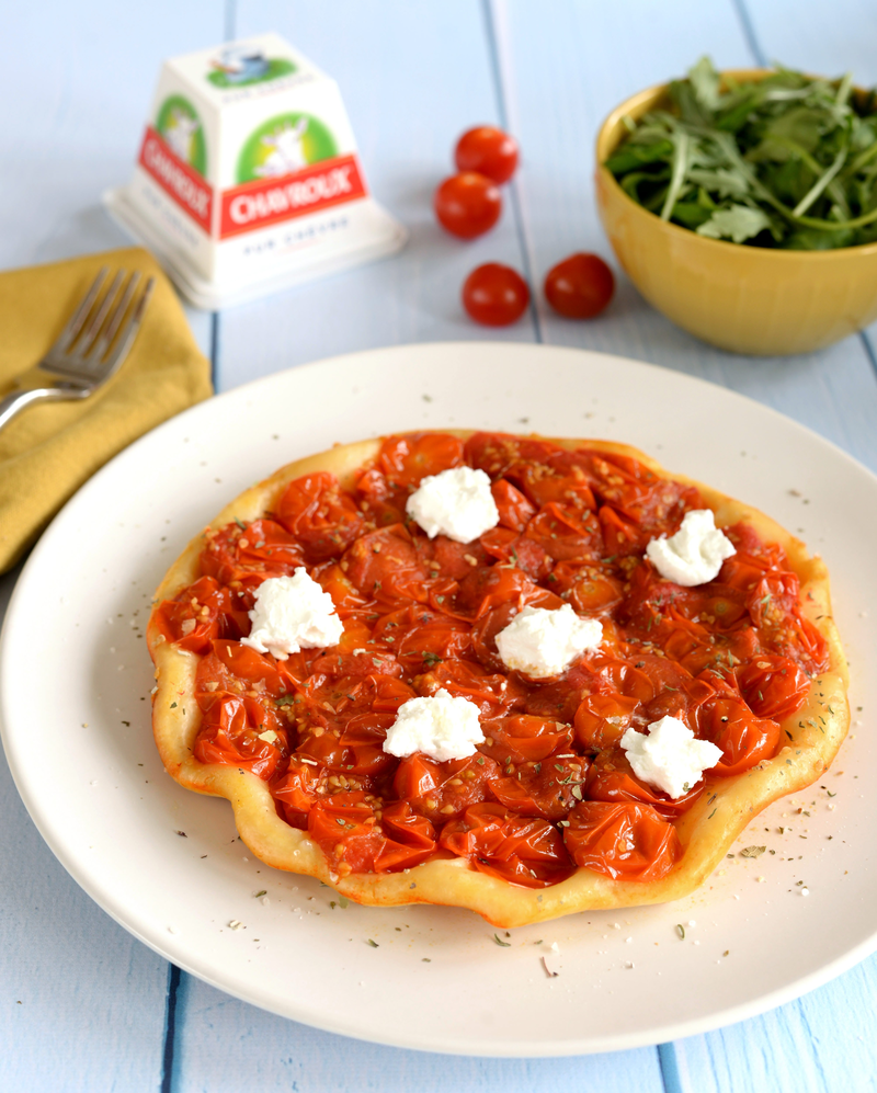 Tarte tatin de tomates cerises et chèvre