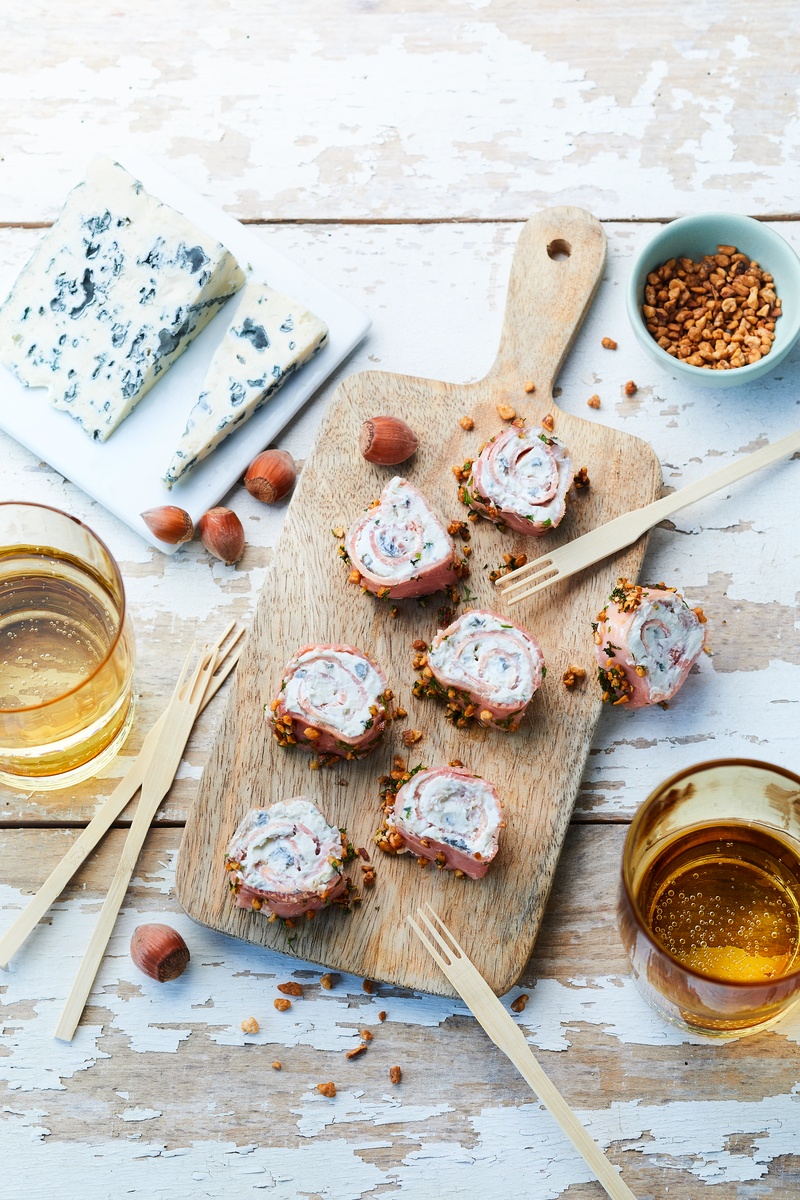 Roulés au jambon et fromage bleu