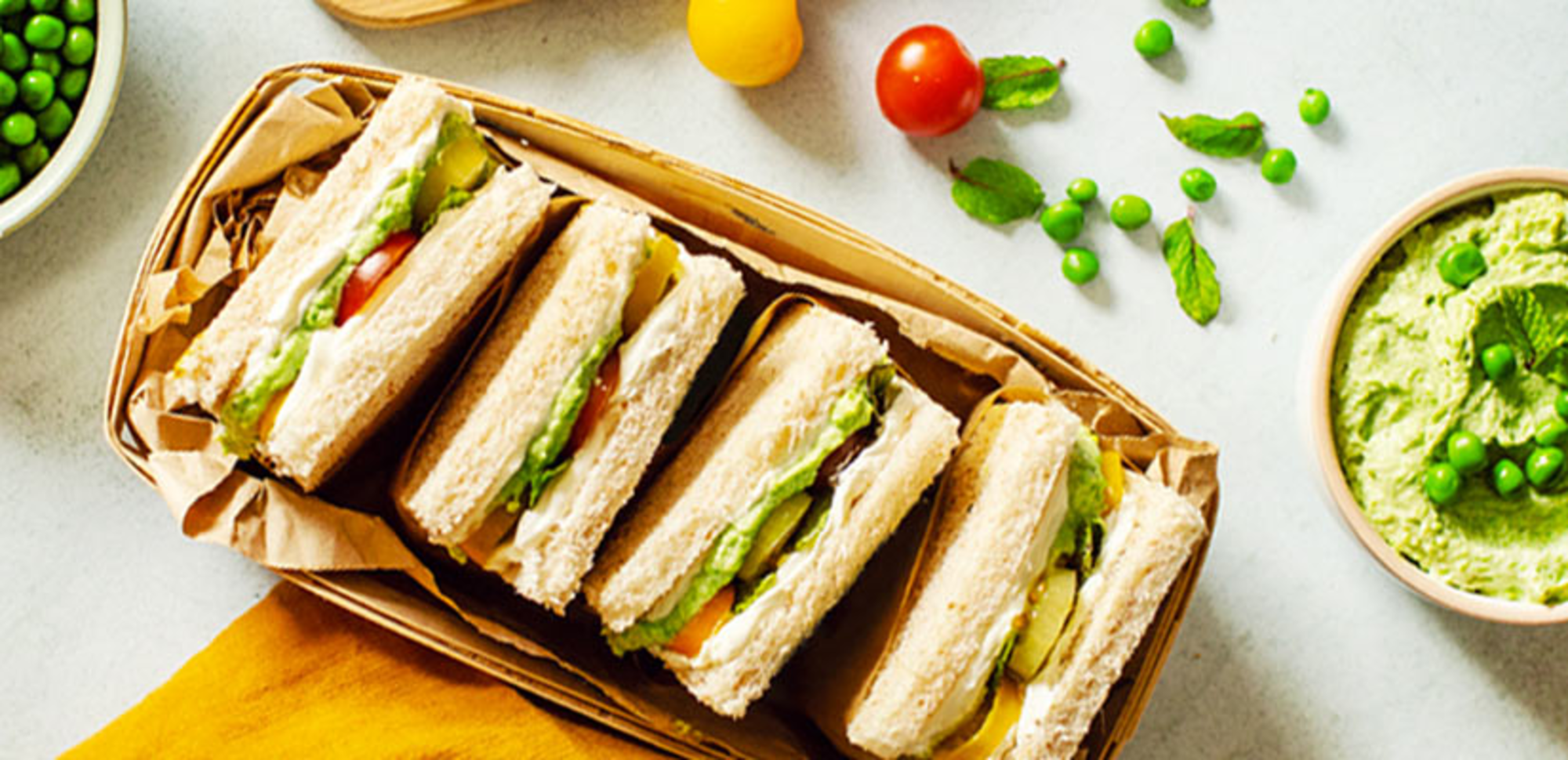 Sandwichs fraîcheur à la crème de petits pois