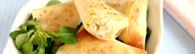 Samoussas aux pommes, chèvre et oignons