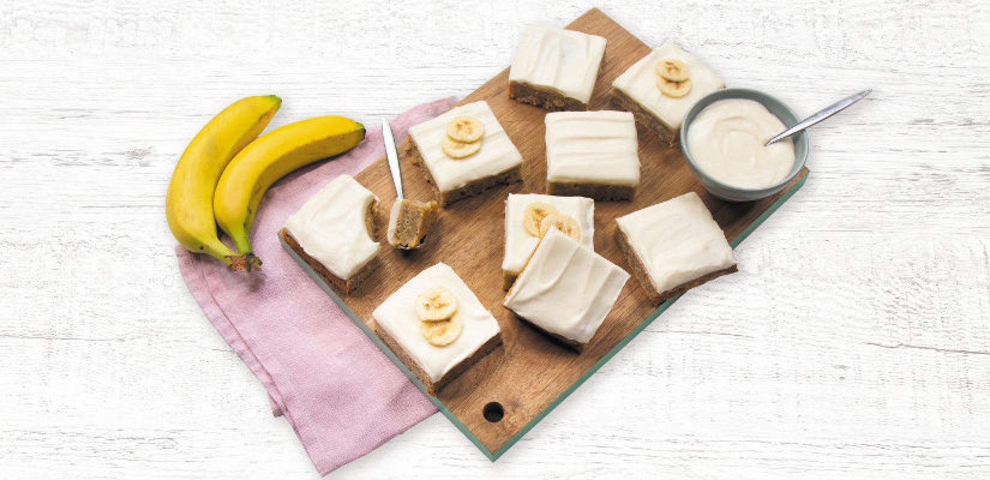 Banana bread, glaçage au fromage frais