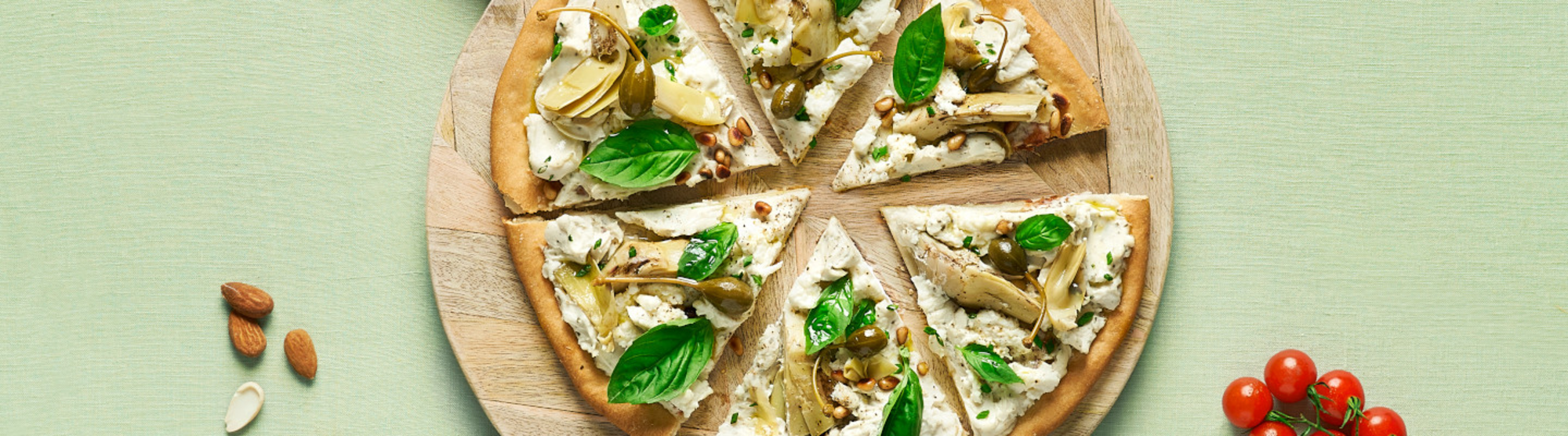 Pizza bianca à la roquette et tartinade végétale