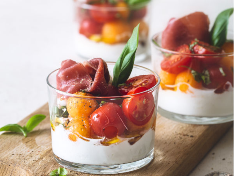 Verrine de jambon au fromage frais