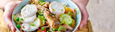 Salade de pâtes au concombre et fromage de chèvre