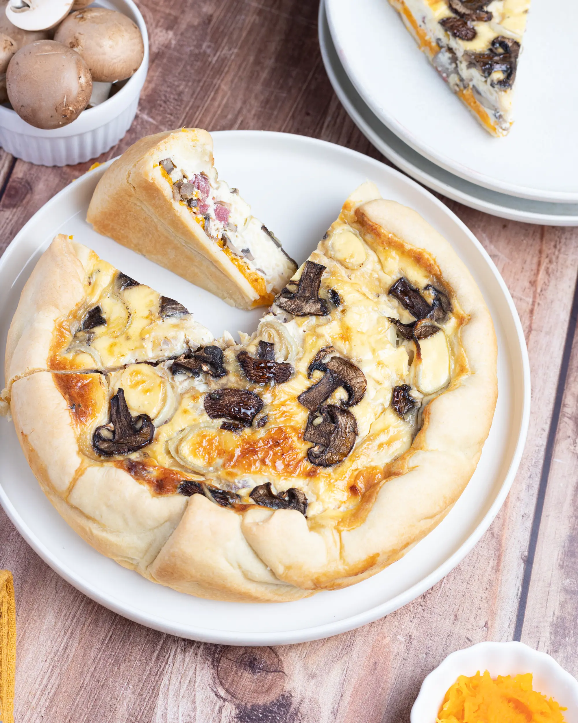 Quiche aux champignons et aux lardons