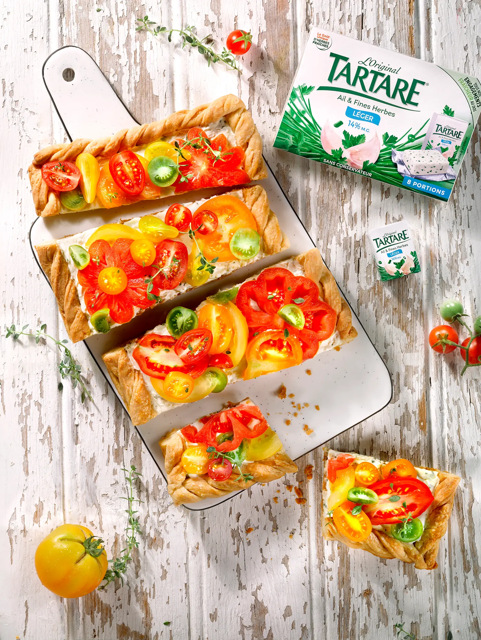 Tarte aux tomates et fromage ail et fines herbes