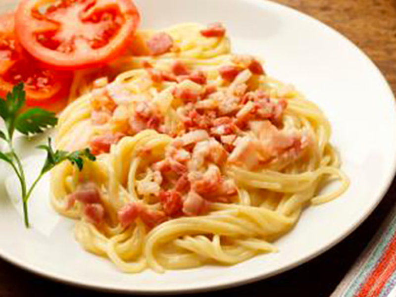 Spaghetti carbonara au fromage frais