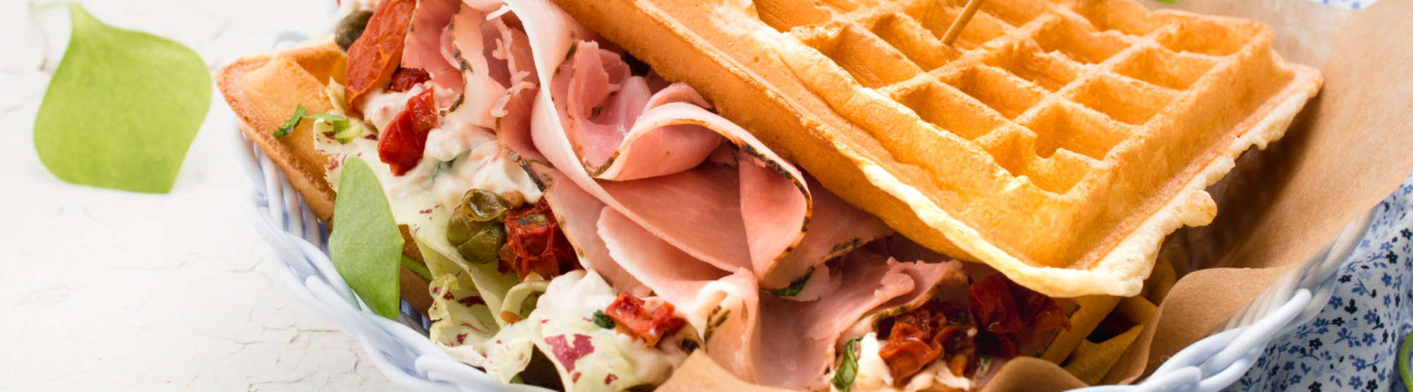 Gaufre salée jambon cru et mozzarella