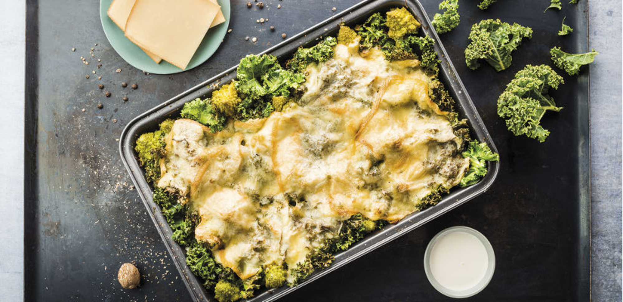 Gratin de chou kale et romanesco à la raclette RichesMonts